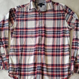 Tommy Hilfiger Red and Blue Plaid Casual Shirt Button Down Shirt Small EUC